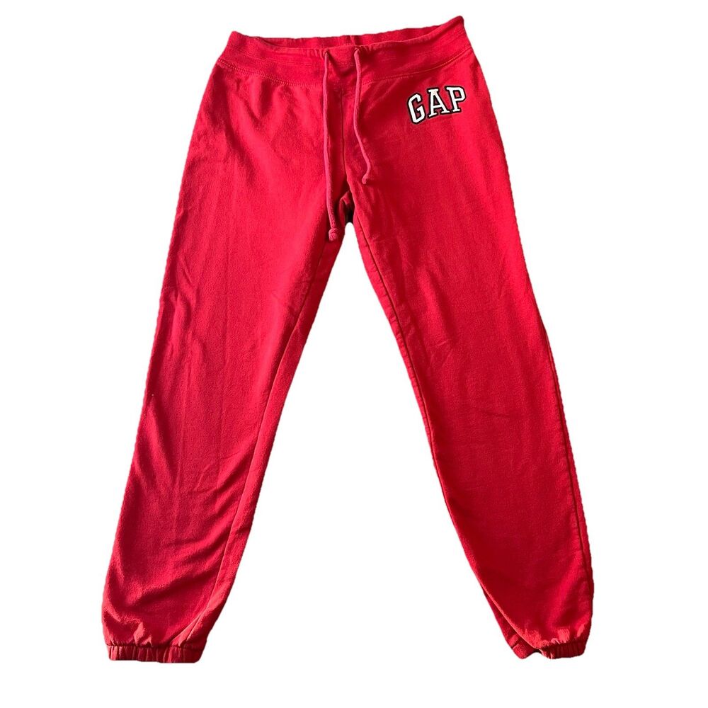 Gap Embroidered Logo Sweatpants Joggers Heritage Women's Size XS Red Drawstring